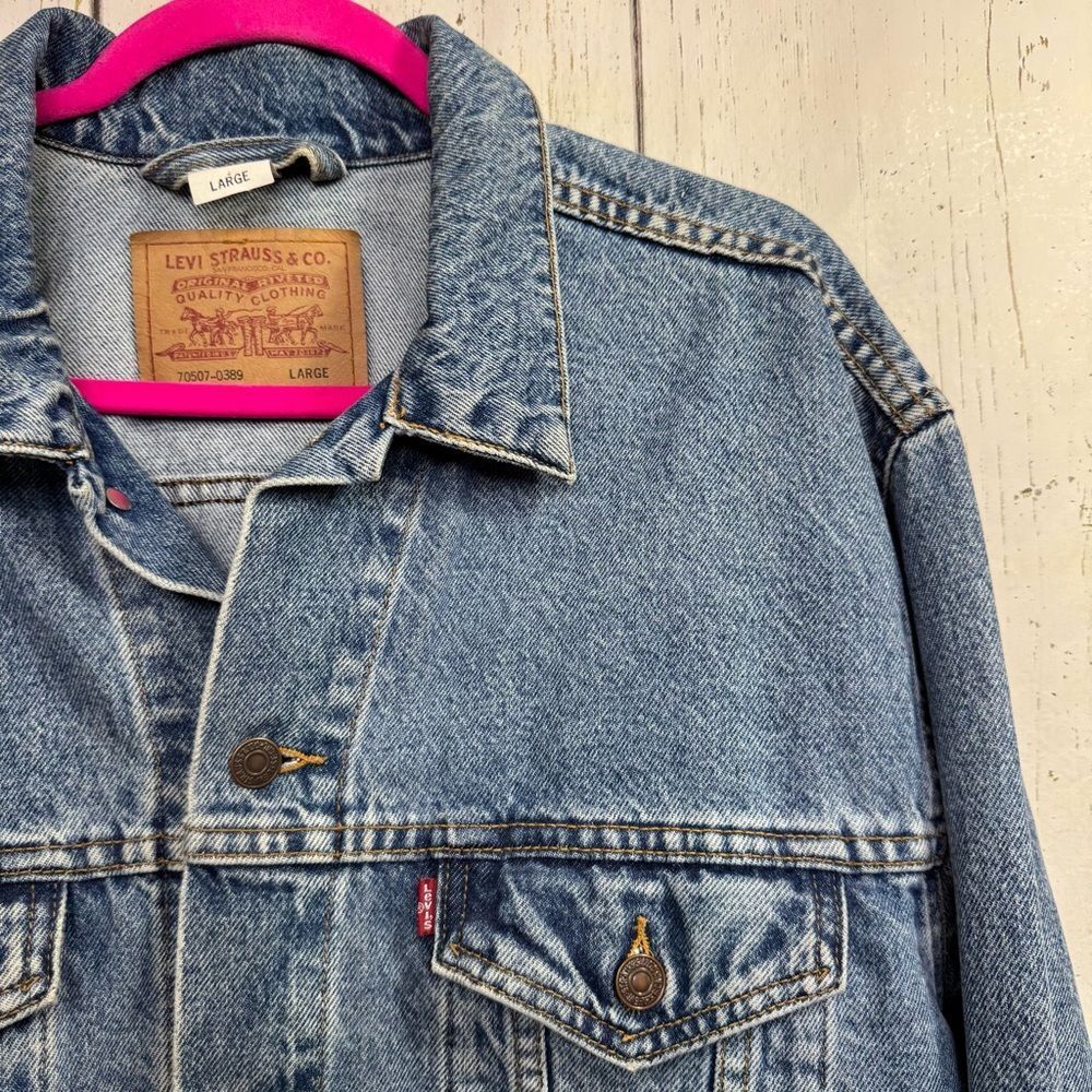 Vintage Levis 70507 Trucker Jacket L Mens Blue Denim Y2K Classic 90s Streetwear - Picture 4 of 15